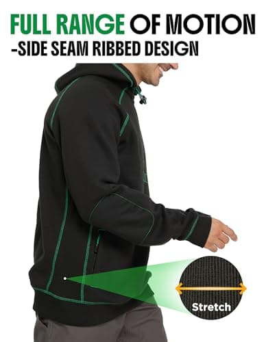 SKPRO Fleece Lined Work Hoodie for Men, Heavyweight Sweatshirt Black M - Thumbnail 4