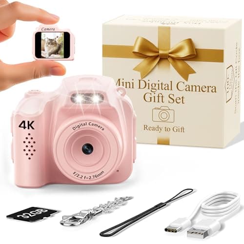 FLATIC Mini Keychain Camera –4K Mini Camera with 32GB Card & Elegant Gift Box, Mini Retro Camera for Kids & Adults, Collectible Vintage Camera Gift for Travel Camp Snap, Birthdays & Stocking Stuff - Image 1