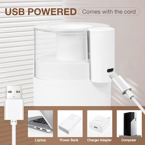 Portable Mini Humidifier, 180ml USB Cool Mist Small Humidifiers for Bedroom, Personal Desktop Humidification for Car Office Travel & Indoor Plants(White) - Thumbnail 3