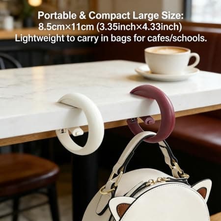 DegoCython Bag Hook, Punch-Free & Anti-Slip, 3.35x4.33inch (8.5x11cm) Large Size, Versatile for Table Edges Closet Rods Chair Sides, Durable ABS Plastic - Thumbnail 6