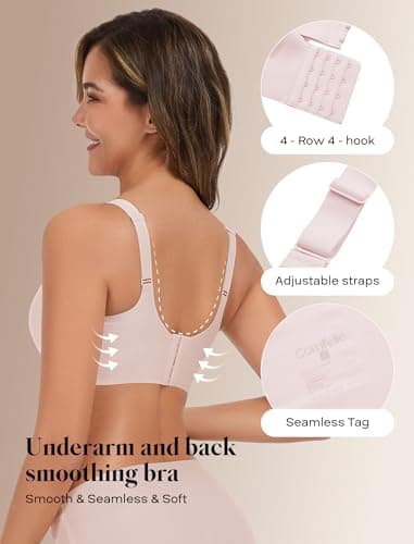 COMFELIE Wireless Bra One-Piece Seamless No Wire Adjustable Straps for Everyday Comfort Pink - Thumbnail 3