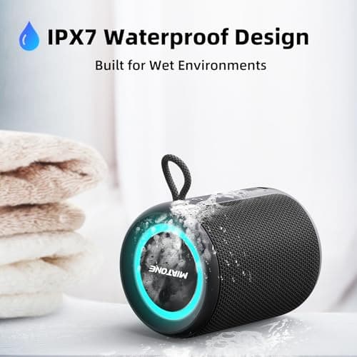 MIATONE QBOX - 16W Bluetooth Speaker IP67 Waterproof Speaker with Deep Bass, Portable Speakers for Beach Camping Accessories, Gifts for Men Fathers Him - Black - Thumbnail 3