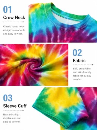 QIXYN Oversized 70s Outfits Tie Dye Shirt Women Vintage Hippie Clothes for Women Peace Love Crew Neck Casual Summer Tops - Thumbnail 5