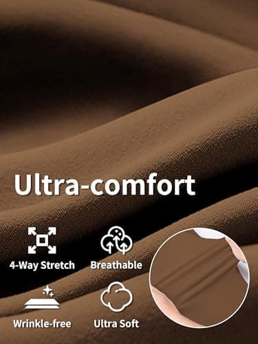 AVAMO Womens Dress Pants Wide Leg Stretchy Work Pants Pull On Business Casual Trousers Slacks for Women with Pockets Brown - Thumbnail 5