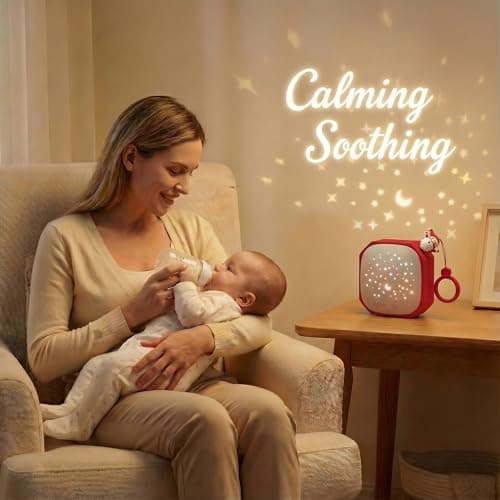 White Noise Sound Machine Baby with Star Projector | Portable Sound Music Soother for Kids & Infants | Perfect Baby Gifts for Christmas Themed Holiday Decor, Car, Travel (Santa Claus) - Thumbnail 3