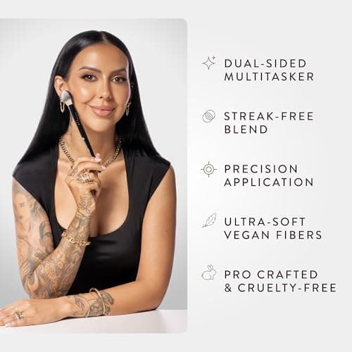 BK BEAUTY - NIKKI LA ROSE N17 MULTI-PRO FACE BRUSH – Dual-Sided Paddle Brush for Face Application, Liquid, Powder Blending - Bronzer, Contour, Blush, Foundation - Thumbnail 5