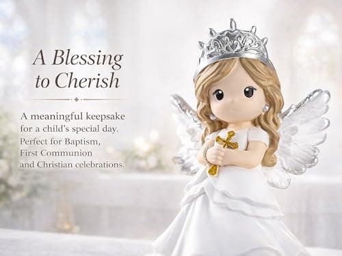 Gleemoria First Communion Gifts for Girls – Baptism & Confirmation Gifts for Teen Girls, Angel Figurine with Keepsake Box, Cross Necklace for Girls & Adjustable Bracelet & Wood Cross - Thumbnail 3