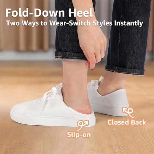 STQ White Tennis Slip on Sneakers Womens Shoes Canvas Business Casual Tennis Shoe Spring Daily Wear Travel Work Lightweight Comfortable White Size 7 - Thumbnail 4