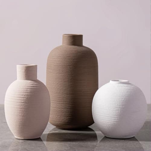 Ceramic Vases Set of 3, Small Bud Vases Flower Vase for Home Decor