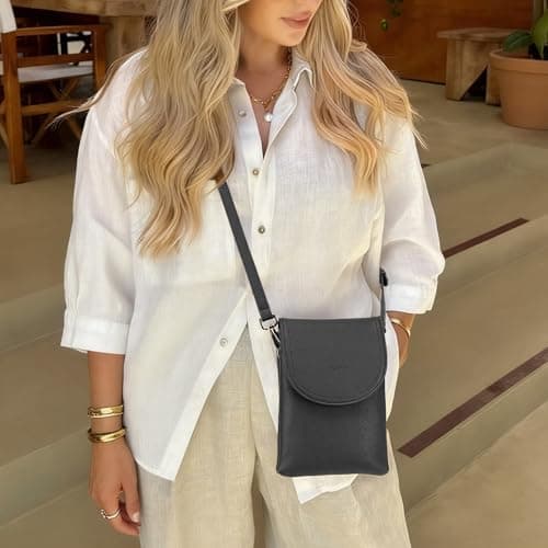 Kiss Sea RFID Small Crossbody Purses for Women Cell Phone Purse with Adjustable Strap RFID Blocking Credit Card Slots Black - Thumbnail 2