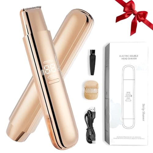 Bikini Trimmer for Women, 2 in 1 Dual-Head Electric Razors for Women Pubic Hair, Wet/Dry Use Body Hair Trimmer and Face Shaver with Display, Rechargeable Hair Removal for Bikini Legs Face Underarm Arm - Image 1