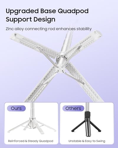 ACKIMA 53'' Selfie Stick Tripod with Light, Enhanced 4-Leg Cell Phone Stand Camera Tripod with Rechargeable Wireless Remote & 2 Fill Light, Portable Selfie Stick Travel Essentials for iPhone Android - Thumbnail 3