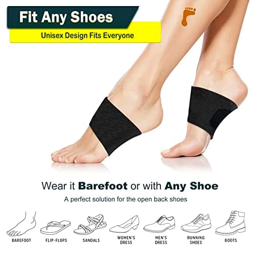 Arch Support Inserts for Pain Relief, Heel Brace for Plantar Fasciitis Relief 【Podiatrist Recommended】 Adjustable Compression Sleeves Arch Inserts, Orthotic Brace Inserts Support for Flat Feet, Fallen Arches (Black, M 8.5-12 / W 10-13) - Thumbnail 6