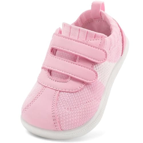 Toddler Girls Shoes Wide Toe Box Barefoot Shoes Girl Sneakers Kids Tennis Shoe Preschool Breathable Non Slip Flexible Lightweight Comfortable First Walking Running Gym Cute Water Pink Toddler Size 7