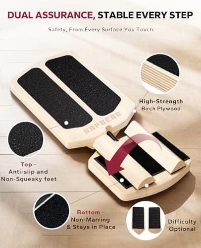 HAPBEAR Single Leg Balance Board for Ankle Rehab & Strengthening – 80 Configurations w/ Physical Therapy Guide & Massage Ball – Foot Stabilizer for Plantar Fasciitis Relief, Sprained Ankle Recovery, Achilles Pain, Balance Training – Home Gym Equipment - Thumbnail 3