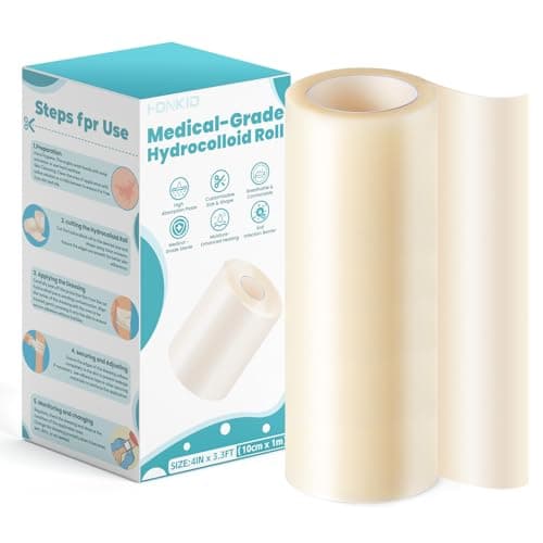 HONKID Medical Grade Hydrocolloid Bandage Roll 4" × 3.3', Ultra Absorbent Hydrocolloid Bandages, Cut-to-Size & Waterproof for Wound Care, Burn, Blister, Acne Care, First Aid Kit Essential