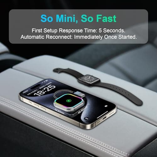 Wireless Carplay Adapter for iPhone with Audio Reactive Lighting, 2025 Upgraded for Apple Carplay Dongle USB and Type C Port, Plug & Play, Auto Connect,Convert Wired to Wireless,Grey - Thumbnail 4