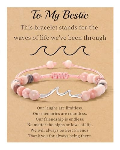 Sistble Mothers Day Bestie Gifts for Women, Stocking Stuffers for Bestie Wave Bracelet for Women Natural Stone Beaded Bracelet Inspirational Gifts Birthday Friendship Jewelry - Image 1