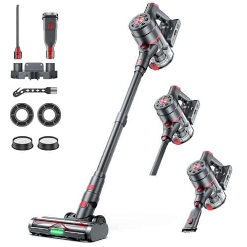 Cordless Vacuum Cleaner, 580W 60KPA Dual Motor Stick Vacuum for Home with 70mins Runtime, 6 LED Green Headlights, Self-Standing Design, V-Shaped Floor Brush for Carpet Tile Pet Hair Hardwood Floors - Image 1