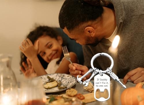 Ediseng Bonus Dad Birthday Gifts from Daughter Wife Son,Personalized Keychain for Dad/Stepdad,Cool Keychain with Bottle Opener,Screwdriver,Hanmmer and Wrench (silver) - Thumbnail 5