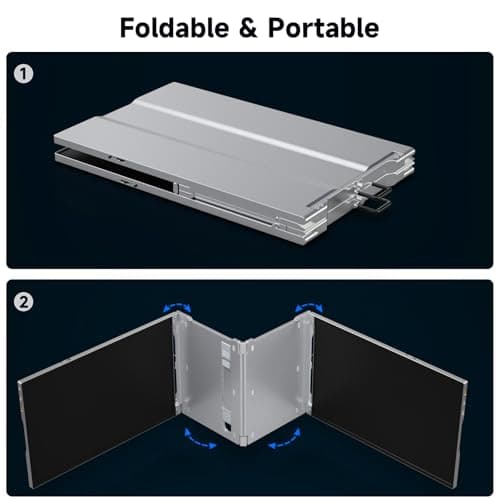 CZGG 15'' Portable Laptop Screen Extender - Triple Monitor Setup, Dual 1080P FHD Displays, Aluminum Travel Monitor Multi Screen Attachment for 13.3-16.5'' Laptop with USB-C HDMI - Thumbnail 6