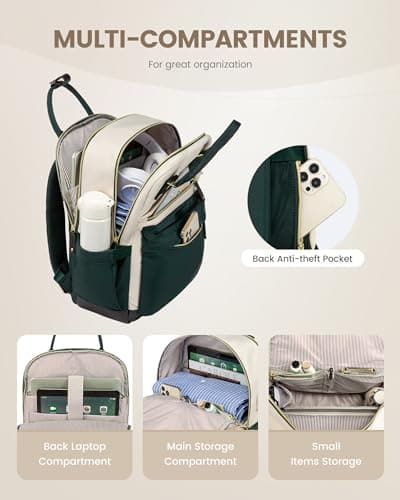 LOVEVOOK Travel Laptop Backpack Women, 15.6 Inch Anti-theft Laptop Bag with USB Port, Fashion Waterproof Computer Backpacks Teacher Nurse Backpack Purse for College School Work - Thumbnail 2