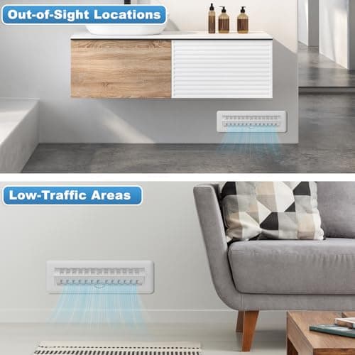 White Floor Register 2x10 with Vent Deflector, 2 in 1 Adjustable Floor Vent Covers, Floor Vent Deflectors Include Mounting Screws for Floor & Wall for Easy Install, Toe Kick Register Grille, 2 Pack - Thumbnail 2