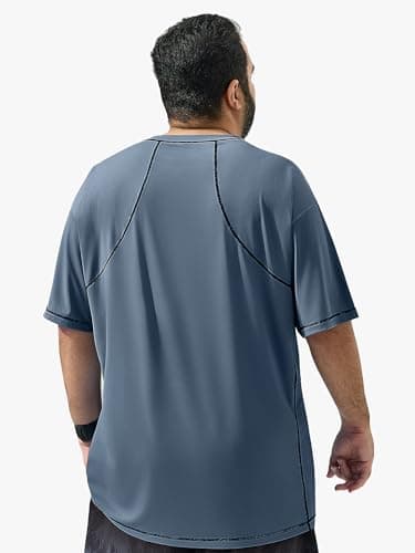 Arcweg Mens Big and Tall Swim Shirt UPF 50+ Sun Protection Rash Gard T-Shirt Quick Dry XL-6XL Dark Blue - Thumbnail 2