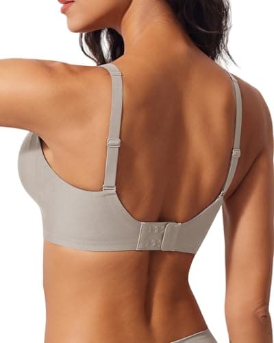 LIIJOO Push Up Bras for Women Wireless Deep V Sports Bra Seamless Comfort Bralette No Underwire Supportive Sexy Lift Everyday Workout Bra（Smoke Gray,XL Size） - Thumbnail 2