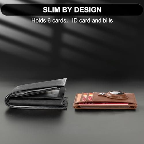 Hawanik Slim Minimalist Front Pocket Air Tag Wallet, RFID Blocking Card Holder Wallet with Airtag Holder - Thumbnail 5