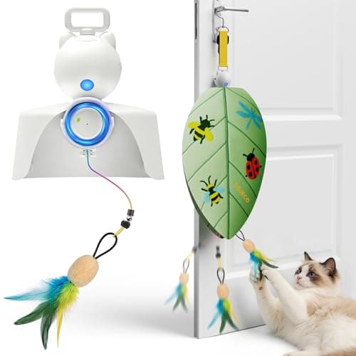 ROJECO Interactive Cat Toys for Indoor Cats, Automatic Door Hanging Cat Toy with Retractable Feather & Mouse, 2 Sleep Modes USB-C Rechargeable, Engaging Cat Toys for Bored Kittens & Adult Cats - Image 1