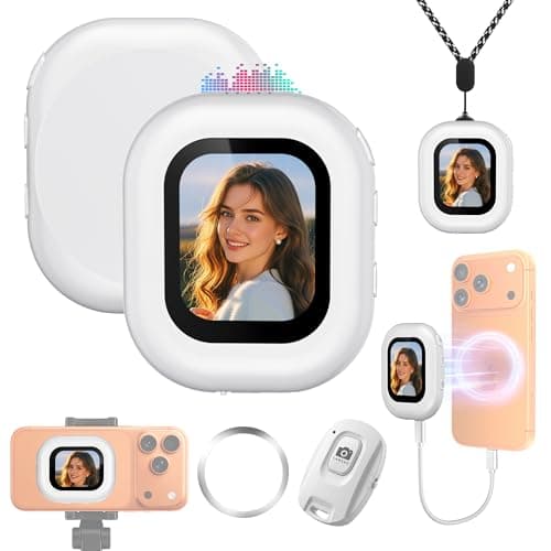 Selfie Monitor Screen with Magnetic Neck Lanyard, Wireless & Wired Connection for Vlog Live Stream TikTok YouTube, Portable HD Display Screen with Remote, Back Camera Monitor for iPhone/Android