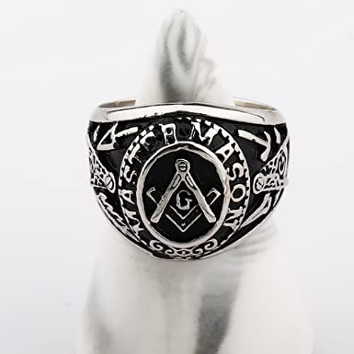 YLWJSP Freemason Ring - Signet Style, Stainless Steel, Size 9 - Masonic Master Mason Gift for Occasions - Thumbnail 3