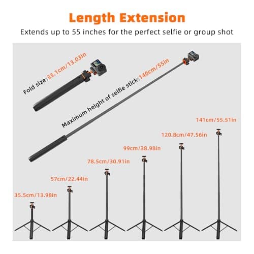 Tripod for DJI Osmo Nano/Osmo Action 6, 55” Magnetic Quick Release Selfie Stick Extension Rod Table Desk Portable Handle Grip Stand with Cold Shoe for DJI Osmo Nano/Action 6 Accessories - Thumbnail 6