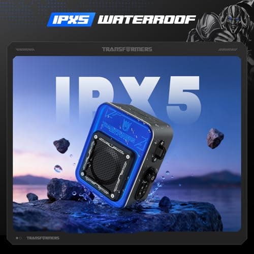 Transformers Portable IPX5 Waterproof Bluetooth Speakers, 6 RGB Light Modes Small Computer Speakers - Desktop & Outdoor with 5W Sound, Bluetooth 5.4, TWS Pairing, Valentines Birthday Gifts - Black - Thumbnail 2