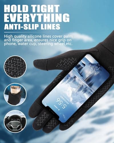 Aegend Lightweight Winter Gloves for Men Women, Warm Running Gloves Touchscreen Thermal Glove Liners for Cold Weather Driving, Cycling & Hiking, Non-Slip, Elastic Cuff, Stretchy, Durable - Thumbnail 3