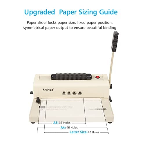 TIANSE Binding Machine - Electric Coil Inserter for Professional Binding, 12-Sheet Punch, for Letter/A4/A5 & Plastic/Metal Coils, with 100 Coil Spines & Pliers for Home, Office, School, DIY - Thumbnail 5