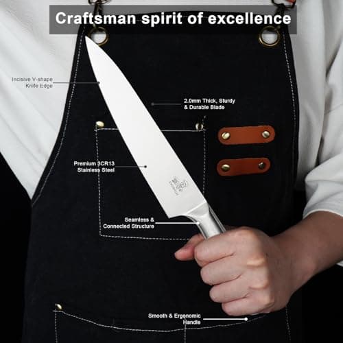 Knife Set, 6-Piece Kitchen Knife Set with Block, High Carbon Stainless Steel Ultra Sharp Kitchen Knives,Women-Friendly, Dishwasher Safe Knife Block Set,Housewarming Gift - Thumbnail 5