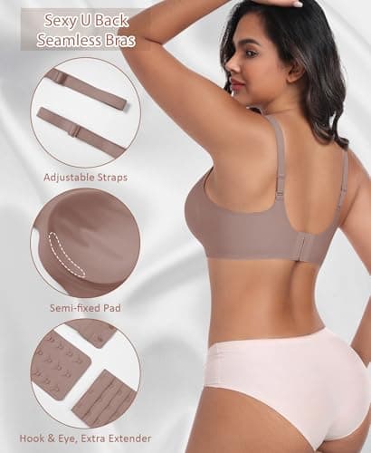 Ganado Bras for Women No Underwire Wireless Push Up Bra Full Coverage Seamless Comfortable Bralettes (Coffee, Medium) - Thumbnail 3