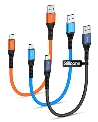 COOLSELL Short USB A to USB C Cable 6 inch, Soft Silicone 60W Fast Charging Cord Type-C Compatible with iPhone 17/16/15 Samsung Galaxy S23 S22 Google Pixel, iPad for Power Bank/Car/Office/Travel - Image 1