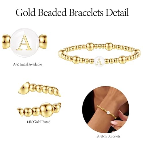Sistble Mothers Day Gifts for Women, Beaded Bracelets Women Teen Gifts Trendy Stuff Enewton Bracelets Bracelet C Initial Bracelet Stretch Jewelry Birthday Gift - Thumbnail 5