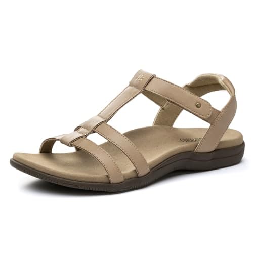 Rihero Orthopedic Sandals for Women Arch Support Orthotic Comfortable Casual Summer Beach Walking Nude Flat Sandals Size 11 - Image 1