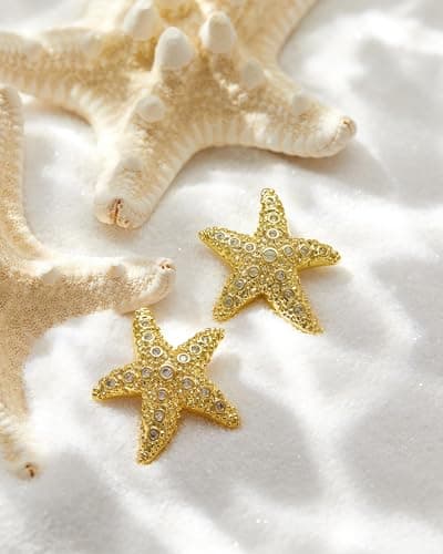 UANNEAU Gold Chunky Earrings for Women Trendy, 14K Gold Dainty Starfish Earrings Statement Minimalist Hypoallergenic Stud Earrings - Thumbnail 6