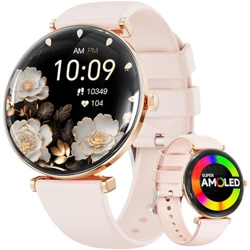 Hwagol Smart Watches for Women with Android iPhone Compatible[Calls/Metal Thin Body],1.43" Micro-Spherical AMOLED Screen,Fitness Watch with Sleep/Heart Rate Monitor,Pedometer for Steps Miles