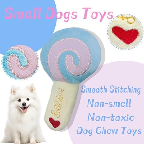MOSYZEO Soft Dog Toys for Small Dogs, 4 Packs Cute Chew Toys for Puppy, Durable Soft Plush Small Dog Toys, Blue Stars Designs, Puppy Toys - Thumbnail 4