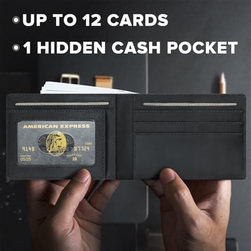 furid Genuine Leather Wallet Compatible with Airtag: Slim Air Tag Wallet for Men RFID Blocking, Bifold, Front Pocket, Minimalist Card Holder - Thumbnail 6
