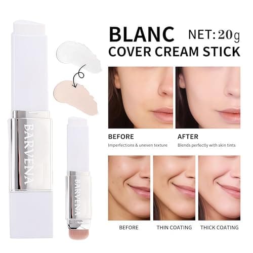 BARVENA Color Changing Foundation Stick with Brush, 1 Fl Oz, Full Coverage Self-Adjusting Makeup for Mature Skin, Gym, Office and Travel Deep Skin Tone - Thumbnail 4