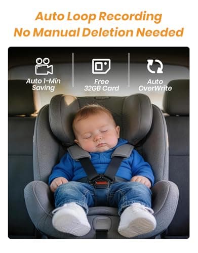 Babyvue Baby Monitor for Car with Video Recording & Playback, 1080P HD Rear Facing Baby Car Camera, 4.5" Display with Auto Night Vision, USB Plug & Play Carseat Camera for Infants, Blue - Thumbnail 2