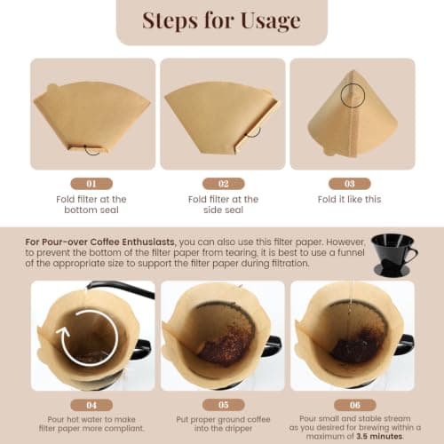 200Pcs Cone Coffee Filters #4, Clinuse Unbleached Size 04 Coffee Filters 8-12 Cup, Disposable Natural Paper Filters, No.4 Cone Filters Compatible with Ninja, Cuisinart, Pour Over and Drip Coffee Maker - Thumbnail 6