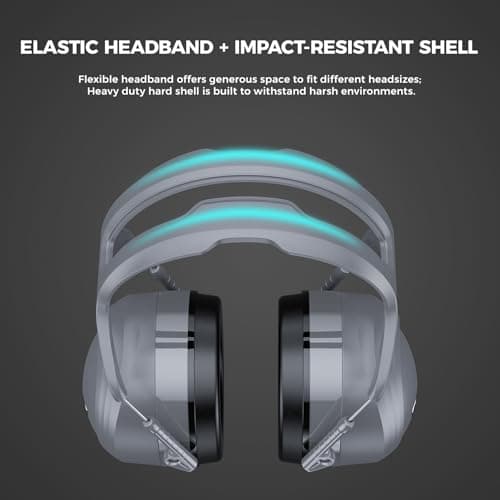 ProCase Extra Large SNR 37dB Noise Cancelling Headphones, NRR 30dB Hearing Protection Ear Muffs for Adults Noise Reduction, Wide Size Adjustment and Comfortable -Grey - Thumbnail 5